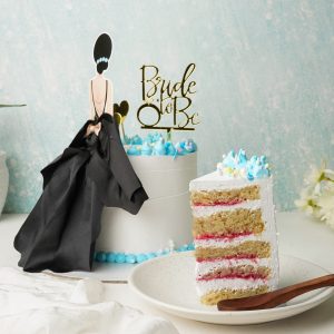 Bride to be cake and slice of it on plate